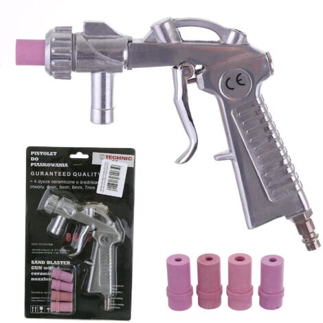 PISTOLA DE CHORREADO DE ARENA 4 BOQUILLAS CERÁMICAS LIMPIEZA DE ÓXIDO PINTURA