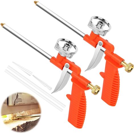 Pistola de espuma de poliuretano (2 unidades) con 8 boquillas de goma para calafatear, sellar y rellenar.