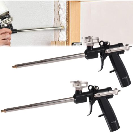 Pistola de espuma de poliuretano profesional (2 unidades), para calafatear, rellenar, sellar, aislar, pulverizar y expandir (negra).