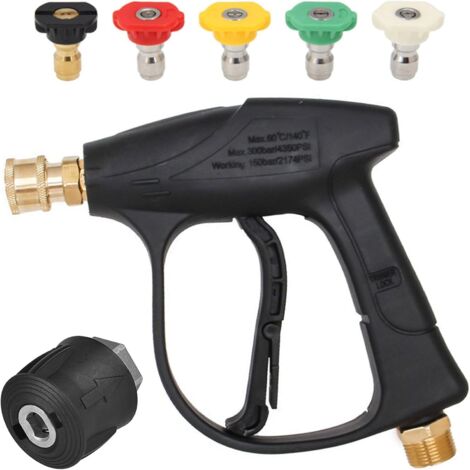 Pistola de hidrolavadora con 5 boquillas de pulverización, 4350 PSI, 1/4", pistola de alta presión, pistola estrecha M22