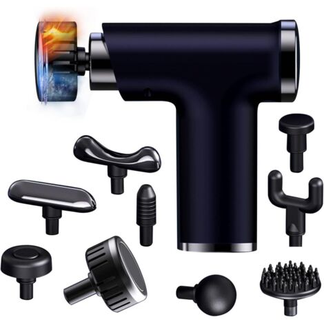 Pistola de masaje con terapia de frío y calor, con amplitud de 13 mm, batería de 4000 mAh, masajeador muscular eléctrico, ultra silencioso para aliviar el dolor, color negro.