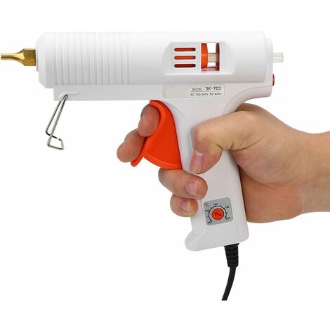 Pistola de pegamento caliente de metal Pistola de fusión de temperatura ajustable Pistola de gatillo flexible Tamaño completo para manualidades de bricolaje y reparación rápida (enchufe de la UE)