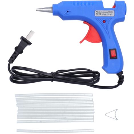 Pistola de pegamento caliente DIY de 20 W para madera, plástico, vidrio y metal con 10 barras de pegamento y accesorios.