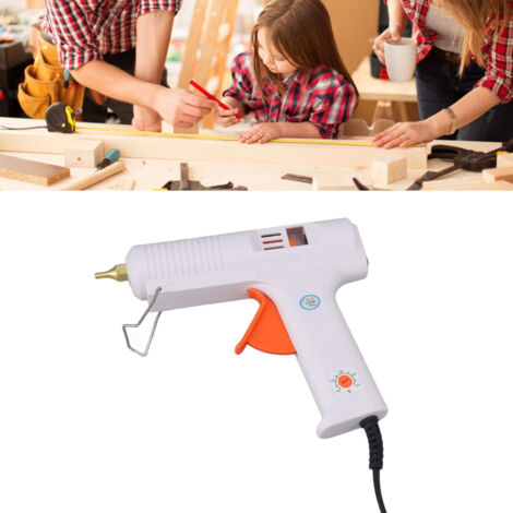 Pistola de pegamento caliente miniatura (110 W), ABS, a prueba de fugas, con soporte metálico, peso 362 g, ideal para bricolaje, manualidades y reparaciones.