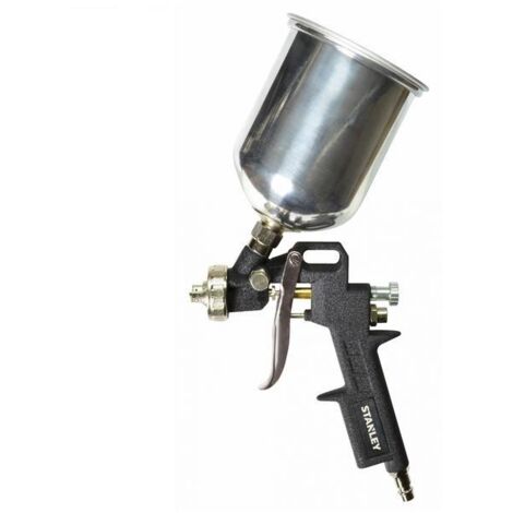 Pistola de pintura con depósito superior 500ml Stanley 150133XSTN, boquilla 1,5mm, flujo de aire 200 l/min, presión 2 bar, ideal para acabados precisos, color metálico