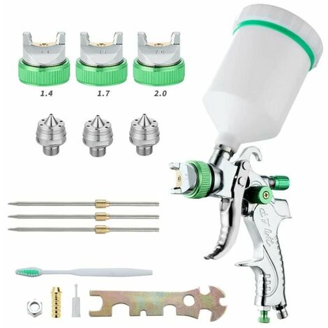 PISTOLA DE PULVERIZACIóN profesional de alta presión Kit de pistola de pulverización de aire alimentación por gravedad HVLP 600CC pistola de pulverización de pintura neumática 1,4 MM/1,7 MM/2,0 MM 3 b