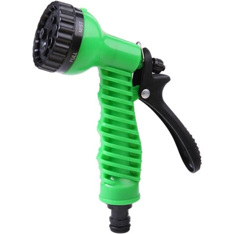 Pistola de riego - 7 patrones ajustables - Boquillas de pulverización de alta presión - Amarillo/Verde - Plástico - Válvula de globo - Aspersor - Jardín