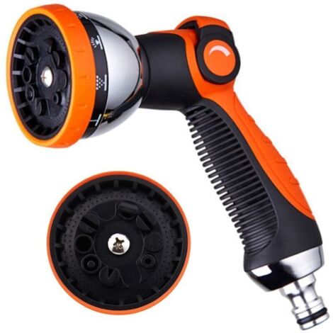 Pistola de riego ajustable con 10 modos: pulverizador ergonómico para jardín fabricado en plástico reforzado con mango antideslizante.