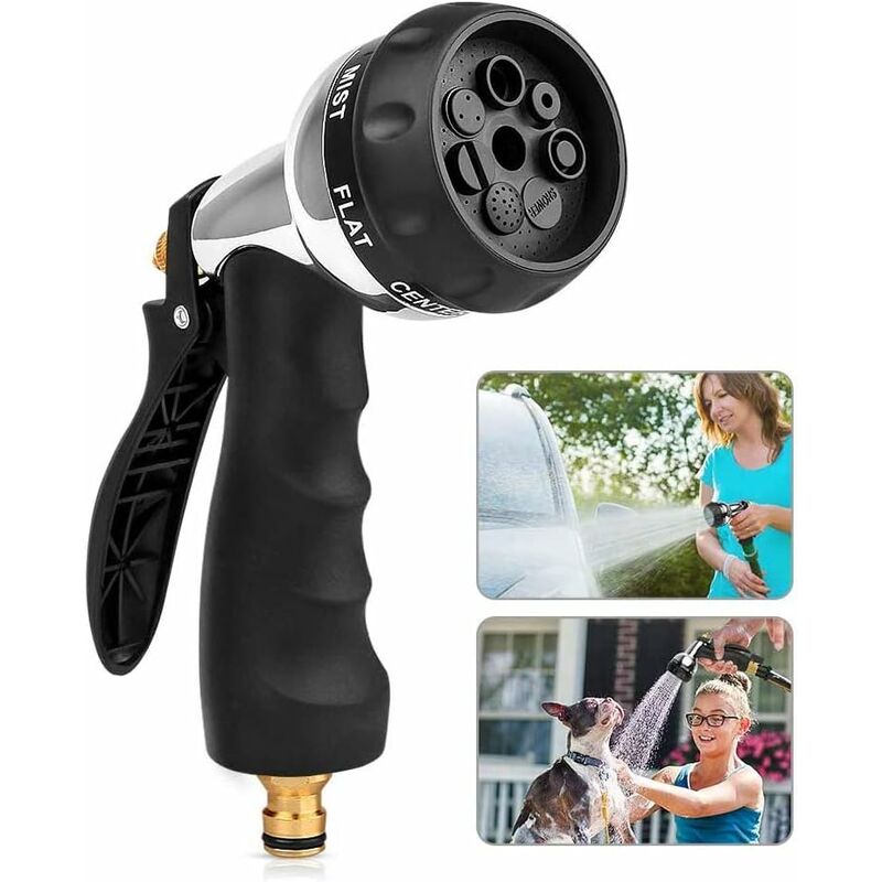 

Pistola de riego para jardín 7 funciones, pistola de agua ajustable, regadera, rociador de mano para riego de jardines y plantas, lavado de autos