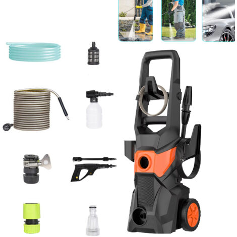 Pistola eléctrica de alta presión para lavado de coches,135 bar,boquilla ajustable de 160°,también apta para limpieza de jardines(naranja)