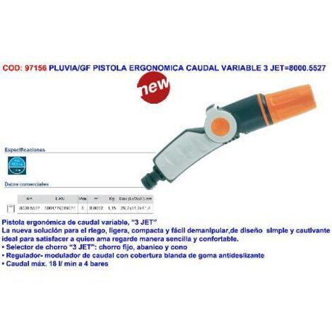 Pistola ergonómica de riego con caudal variable 3 jets