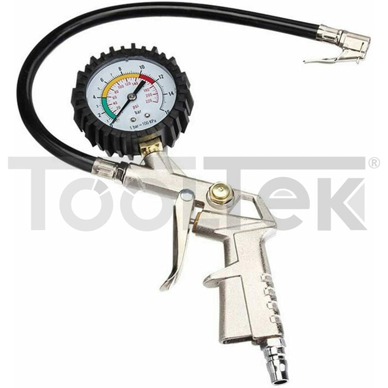 Image of Tooltek - pistola gonfiaggio manometro pressione compressore auto gomme