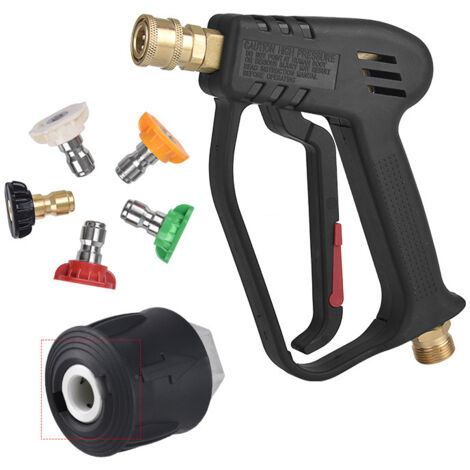 Pistola idropulitrice ad alta pressione, 4000 PSI, interfaccia M22 (14 mm) e interfaccia a innesto rapido Karcher con 5 ugelli per il lavaggio auto.