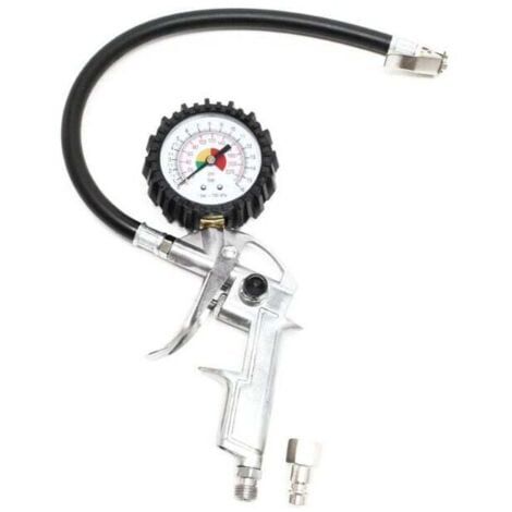 Pistola infladora de aire comprimido, 0-16 bar, manómetro, para neumáticos de coche y motocicleta.