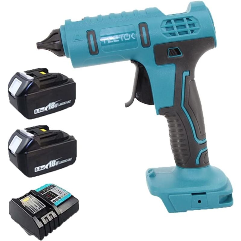 Image of Teetok - Pistola per colla a caldo, pistola per colla senza fili,con 2 batterie da 5500 mAh e caricabatterie DC18RC, 10 stick di colla a caldo Stick