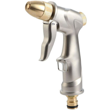Pistola per irrigazione in metallo, spruzzatore ad acqua ad alta pressione, pistola per irrigazione da giardino resistente, per lavaggio auto, irrigazione piante, doccia per animali domestici - Corta