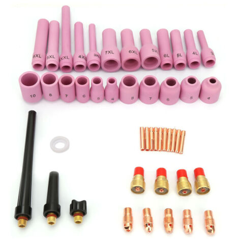 Pistola per saldatura ad arco di argon, 46 pezzi, lente della torcia, cappuccio della torcia di saldatura, morsetto per lente del gas, kit ugello