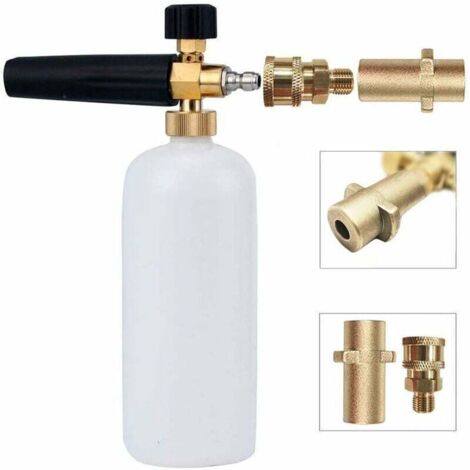 Pistola per schiuma a pressione, pistola per schiuma da neve regolabile, erogatore di sapone da 1 l, compatibile con attacco rapido da 1/4" e Karcher K2 K3 K4 K5 K6 K7