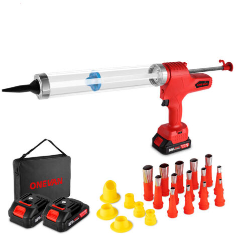 Pistola per sigillante/estrusore in silicone regolabile a 6 velocità ONEVAN, pistola portatile per riparazione calafataggio, con 2 batterie