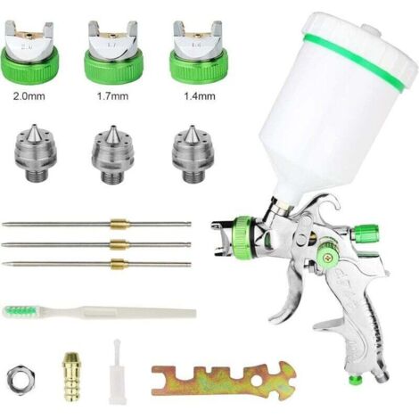 Pistola per verniciatura da 600 cc con 3 ugelli (1,4 mm, 1,7 mm, 2,0 mm), pistola a spruzzo ad aria compressa HVLP con alimentazione a gravità