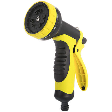 Pistola rociadora para manguera de jardín, resistente, boquilla de alta presión, rociador manual de metal con 10 patrones y control de flujo de agua, ideal para regar plantas y césped, lavar autos y m