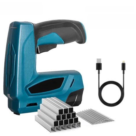 Pistola sparapunti elettrica senza fili 2 in 1, sparapunti/chiodatrice da 4V con 2000 punti e chiodi, compatibile con legno, mobili e fai da te.