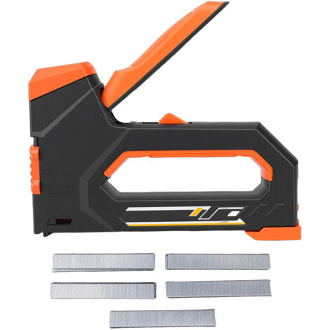 Pistola sparapunti manuale 6 in 1 con potenza regolabile, kit con 1000 punti metallici da 6 mm per decorazione del legno.