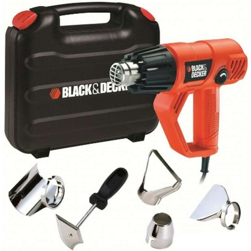 Black&decker - KX2001K pistola termica Pistola ad aria calda 500 l/min 600 c 2000 w Nero, Arancione