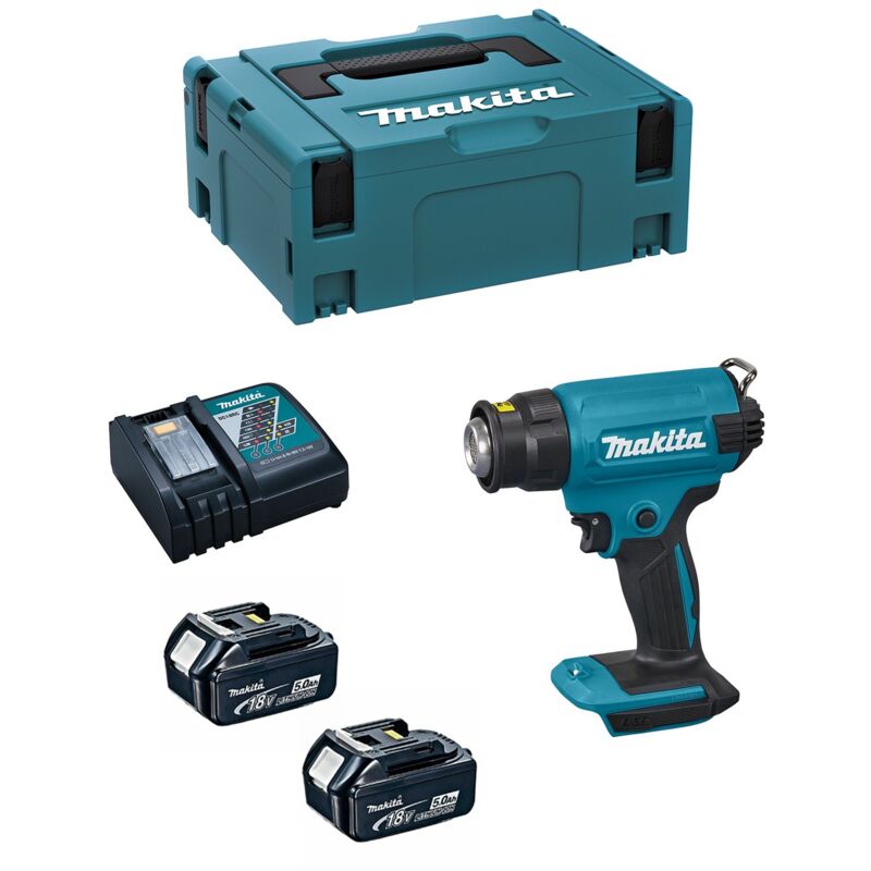 Makita - Pistola Termica DHG180RTJ (2 x 5,0 Ah + DC18RC + makpac 2)