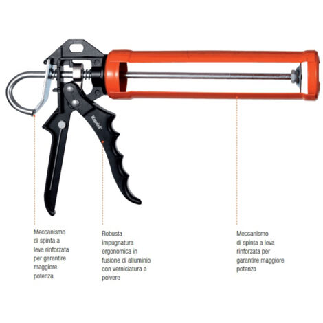 PISTOLA X CARTUCCIA SILICONE SIGILLANTE MANUALE CARTUCCE DA 300ml Ø50mm KAPRIOL