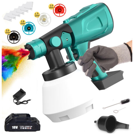Pistolenmalereien, 1l Schmerz Elektrische Farbe Elektrische Malmalerei Lackierwandmaler mit 4 Filter, 1x3.0a Akku, 1 Ladegerät, kompatibel mit Makita -Batterie