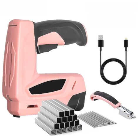 Pistolet à agrafe électrique 2 en 1 sans fil, 4V avec 2000 agrafes et clous, chargeur USB compatible bois, tapisserie, menuiserie, artisanat