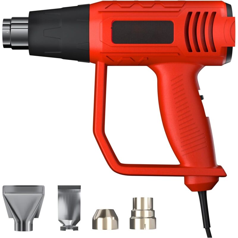 Pistolet à air chaud 2000W Kit de pistolet à Air Chaud 2 Modes de Température 300oC et 600oC et 4 buses pour Rétrécir le PVC, la peinture à rayures,