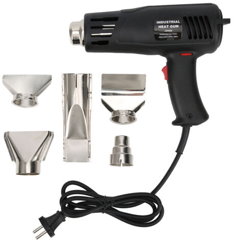 Pistolet à air chaud 2000W réglable avec buses pour usage industriel (fiche EU 250V)