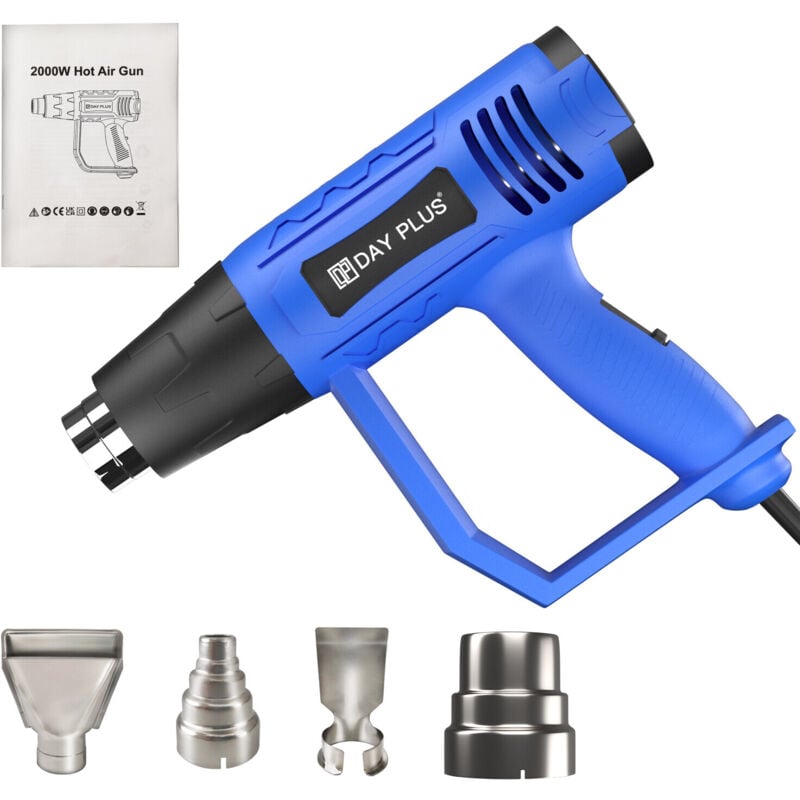Day Plus - Pistolet à air chaud 2000w sèche - cheveux à air chaud souffleur à air chaud avec buse température de pulvérisation 300 - 600 ° c