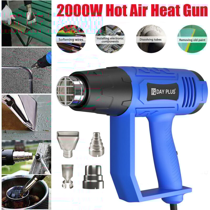 Dayplus - Pistolet à air chaud 2000w ventilateur à air chaud sèche - cheveux à air chaud brasé buse de soufflage peinture diy