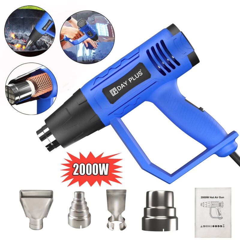 Day Plus - Pistolet à air chaud 2000w ventilateur à air chaud sèche - cheveux à air chaud pistolet à air chaud avec 4 Buses