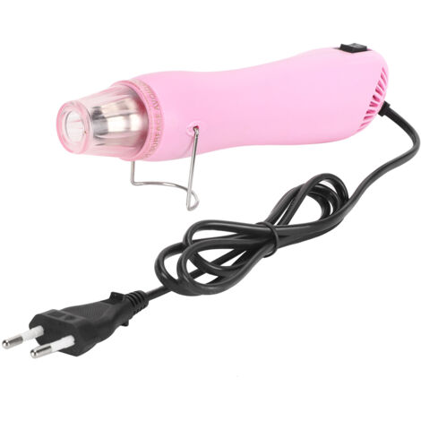 Pistolet à air chaud 220V rose pour soudure, séchage, bricolage, peinture et embossage avec prise EU.