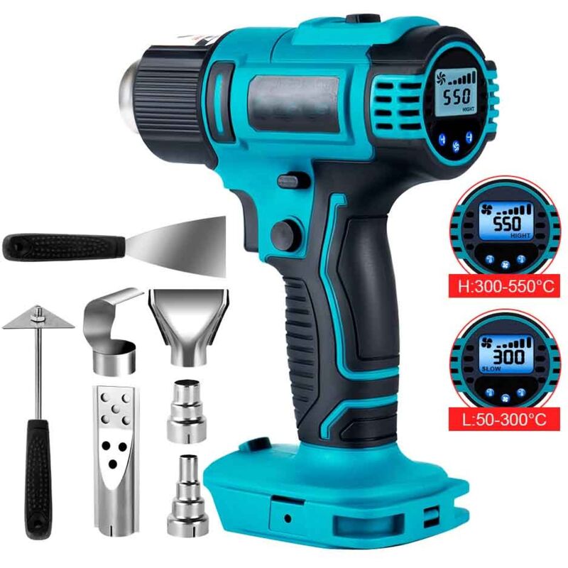 Crediri - Pistolet à Air chaud 550 w, 6e vitesse, affichage de la température du vent, pour makita, batterie 18V, 2500 °c