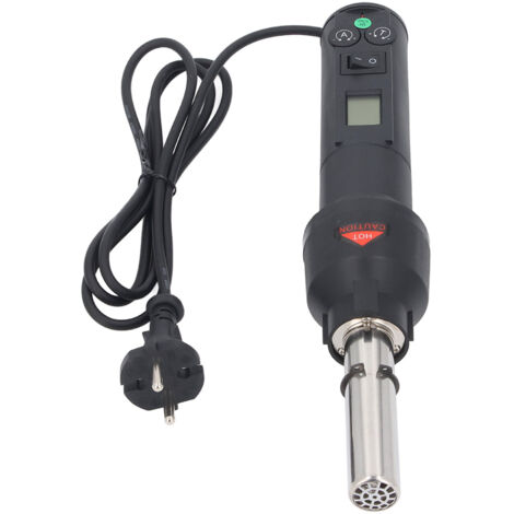 Pistolet à air chaud 700 W avec réglage de la température et du débit d'air, écran LCD, support et 4 buses en acier interchangeables, prise UE