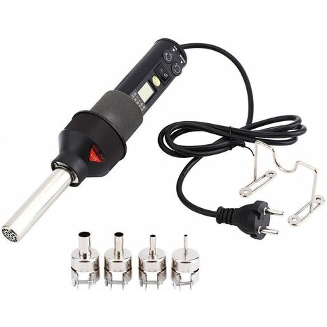 Pistolet à Air Chaud Electronique, Décapeur Thermique Contrôle de Température Portable 220 V 450 W Réglable avec 4 Buses et 1 Support - noir