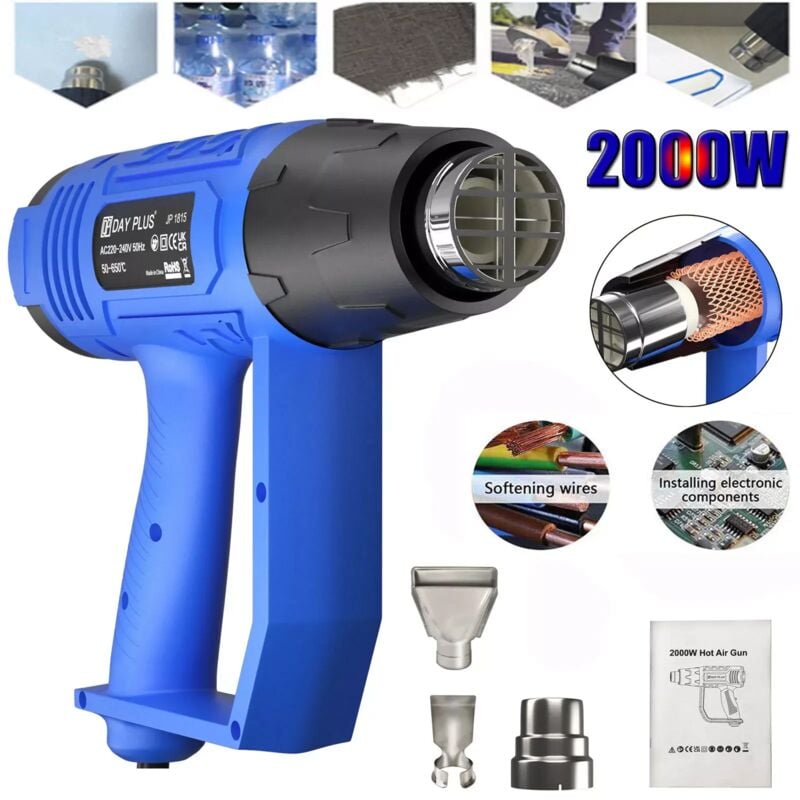 Day Plus - Pistolet à air chaud Pistolet à air chaud 3 buses Sécheur électrique Solder Shrink Paint Stripper Tools