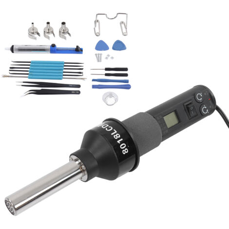 Pistolet à air chaud portable avec écran LCD, pistolet thermique électronique réglable, outils de soudage et de dessoudage, prise UE 220 V
