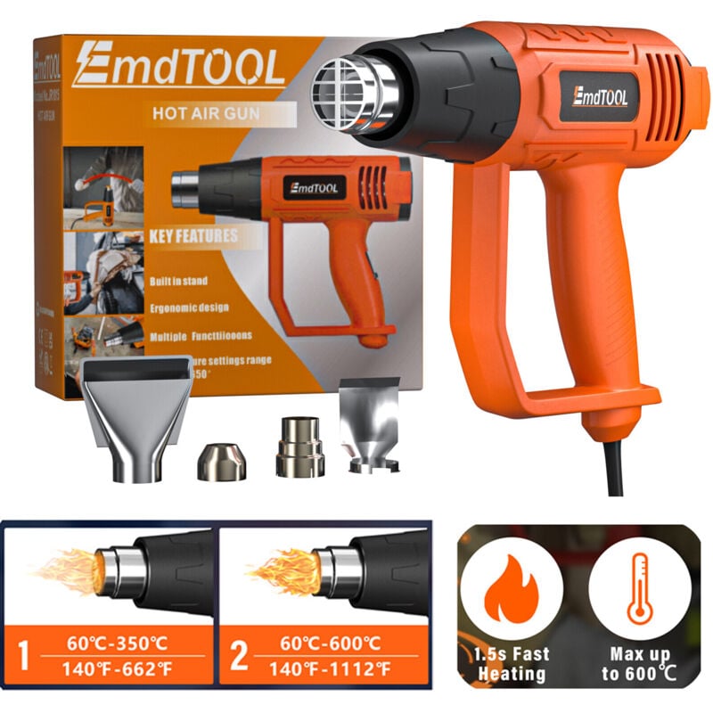 Dayplus - Pistolet à air Orange chaud Pistolet à air chaud 2000W 240V Avec 4 buses