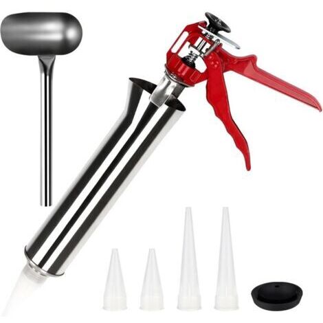 Pistolet à Calfeutrer Ciment en Acier Inoxydable Pistolet à Coulis pour Mortier Professionnel Pistolet Applicateur de Mortier Pompe à Béton de Joint Seringue à Cemento avec Accessoires