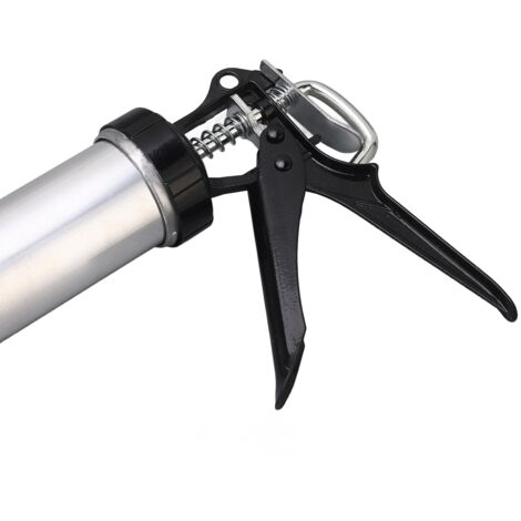 Pistolet à calfeutrer en aluminium avec tube silicone 600ml et 10 buses pour travaux d'étanchéité