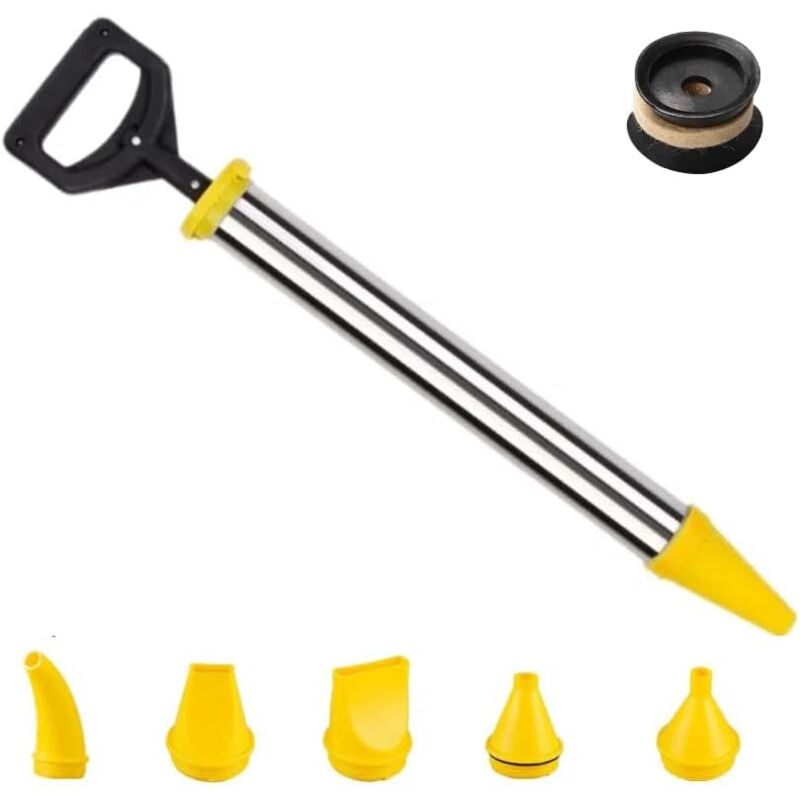 Pistolet à calfeutrer Pompe à mortier avec 5 buses Pistolet à Coulis de Ciment Seringue à Mortier Ciment Pistolet À Calfeutrer, Acier inoxydable