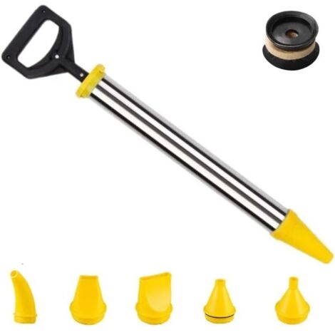 Pistolet à calfeutrer Pompe à mortier avec 5 buses Pistolet à Coulis de Ciment Seringue à Mortier Ciment Pistolet À Calfeutrer, (Jaune)