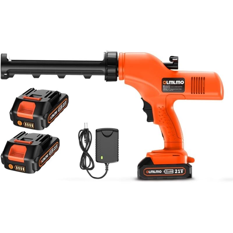 Pistolet à Cartouche Sans Fil 21V -Pistolet à Mastic, Pistolet à Calfeutrer Électrique De 300ml Avec 2 x 2.0Ah Batterie et Chargeur, Pistolet à