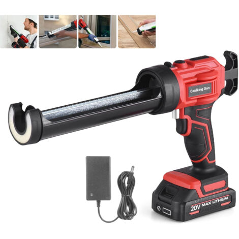 Pistolet à Cartouche sans Fil avec 2000 mAh Batterie, Pistolet Silicone Électrique de 300 ml, Lumière LED, 4 Vitesses, pour Calfeutrer